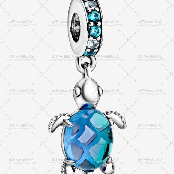 Pandora Murano Glass Sea Turtle Dangle Charm - Picture 1 of 2